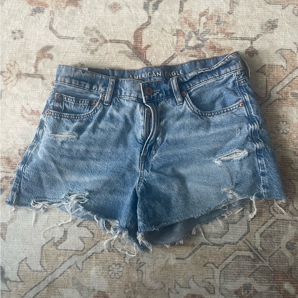 American Eagle Outfitters Distressed Light Blue Jean Shorts
